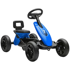 AIYAPLAY Pedal Go-Kart for Kids with Silent EVA Wheels, Metal Frame, Blue