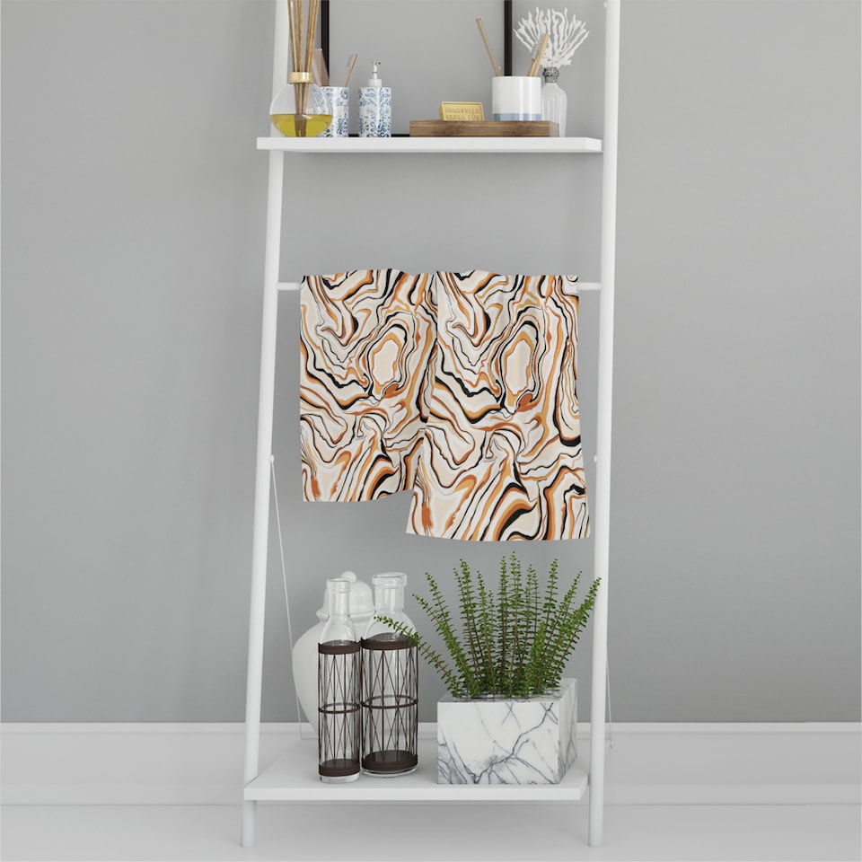 image 1 of Warm Toned Liquid Marble Soft Bath Towel | Multi
