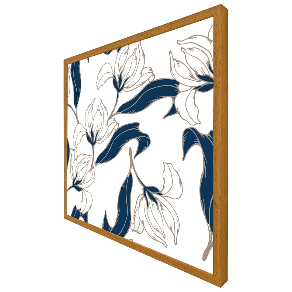 image 1 of White flowers (Picture Frame) Brown | Oak | M