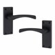 image 4 of Golden Grace 5 Sets Victorian Scroll Astrid Door Handles Latch in Matt Black with 1 Pair of 3" Ball Bearing Hinges & Latches Pack - 120mm x 40mm Backplate Black