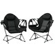 image 1 of Outsunny Hammock Camping Chair Set of 2, Adjustable Back Camp Chair, Black 