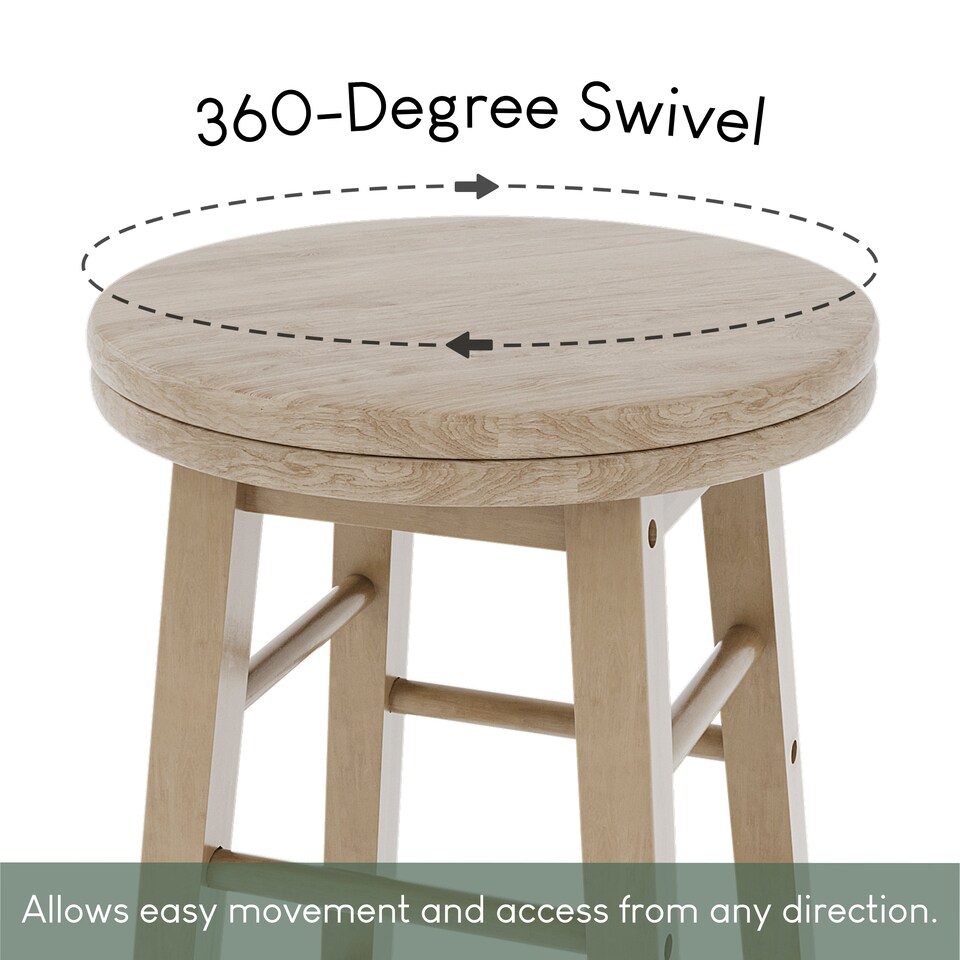 image 1 of Chef Vida Wooden Revolving Bar Stool Set of 2, White
