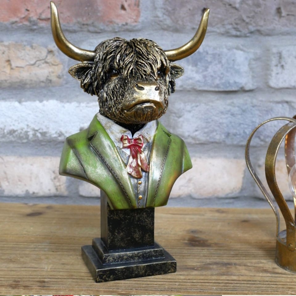 image 1 of Gifts Direct 2 U Gold Highland Cow Bust Ornament Gold