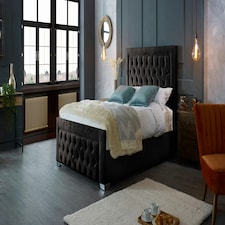 Gelson Plush Black King Bed Frame - Black