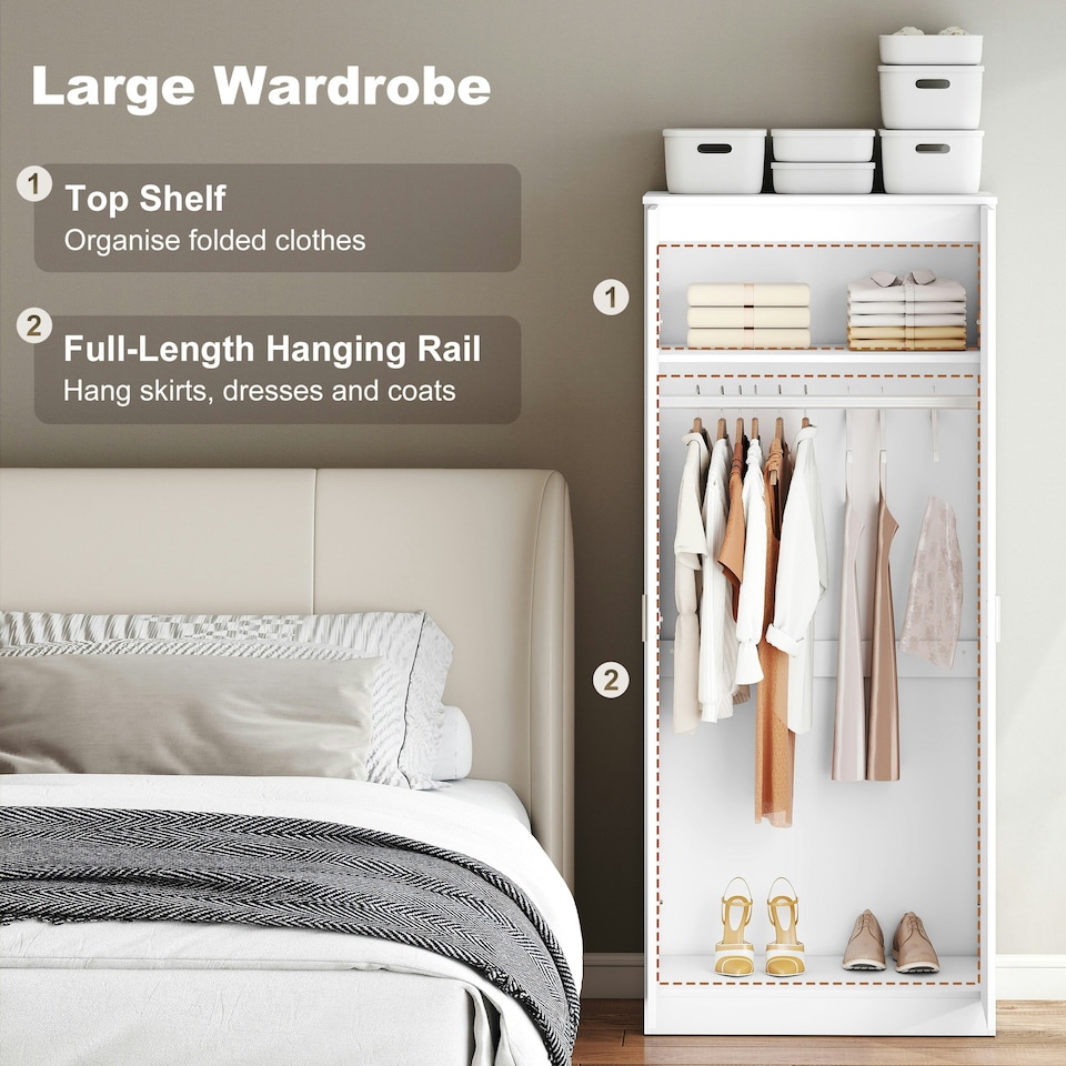 image 1 of HOMCOM High Gloss 3 Trio Wardrobe Set Drawers Bedroom Furniture Chest Bedside | White | One Size | 3