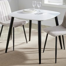 Core Products Aspen White Square Dining Table - Black Tapered Legs H75cm x W80cm x D80cm White | Black
