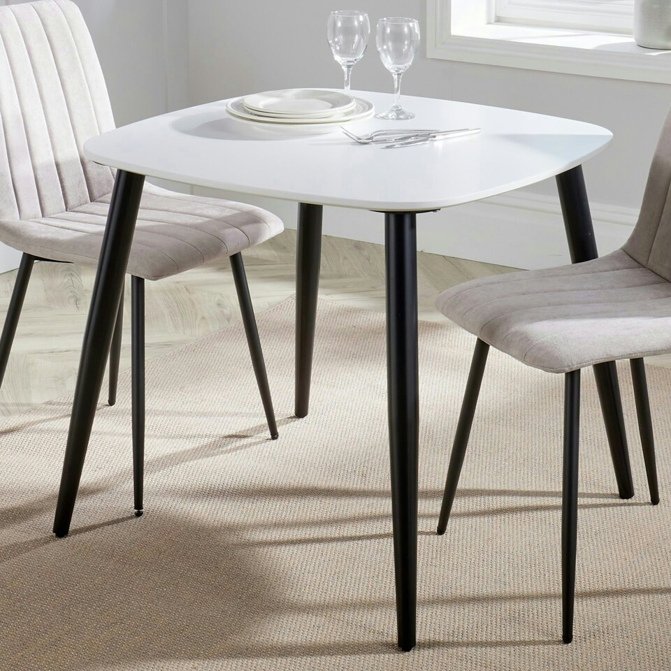image 1 of Core Products Aspen White Square Dining Table - Black Tapered Legs H75cm x W80cm x D80cm White | Black