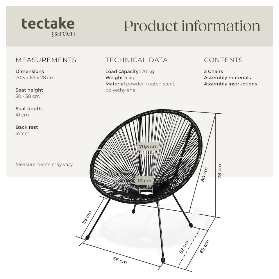 image 1 of Garden chairs in retro design set of 2 | Black | black | 1