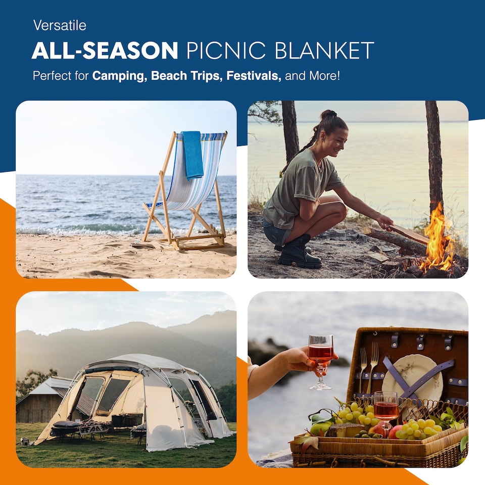 image 1 of Voyager Extra Large Picnic Blanket with Waterproof Backing and Carry Handle
