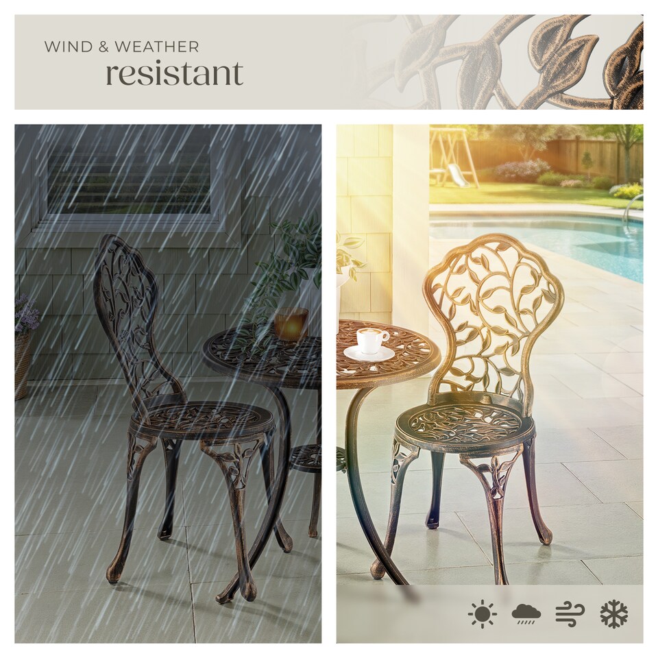 image 1 of Garden Furniture Set with 2 Chairs and 1 Table in a Vintage Bronze Look