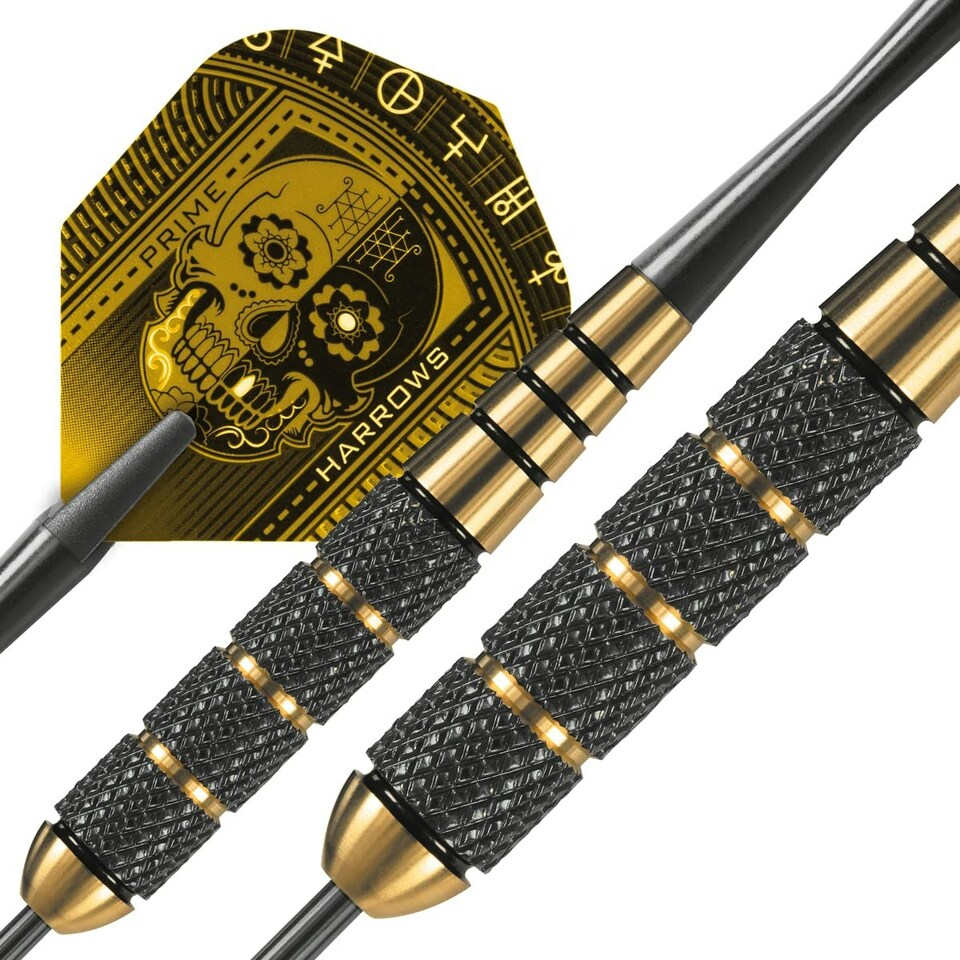image 1 of Harrows Voodoo Brass Steel Tip Darts Set 19g, 21g, 23g, 25g & 27g - Includes Speedline shafts, Marathon Gold Flights & Travel Case, (21g)