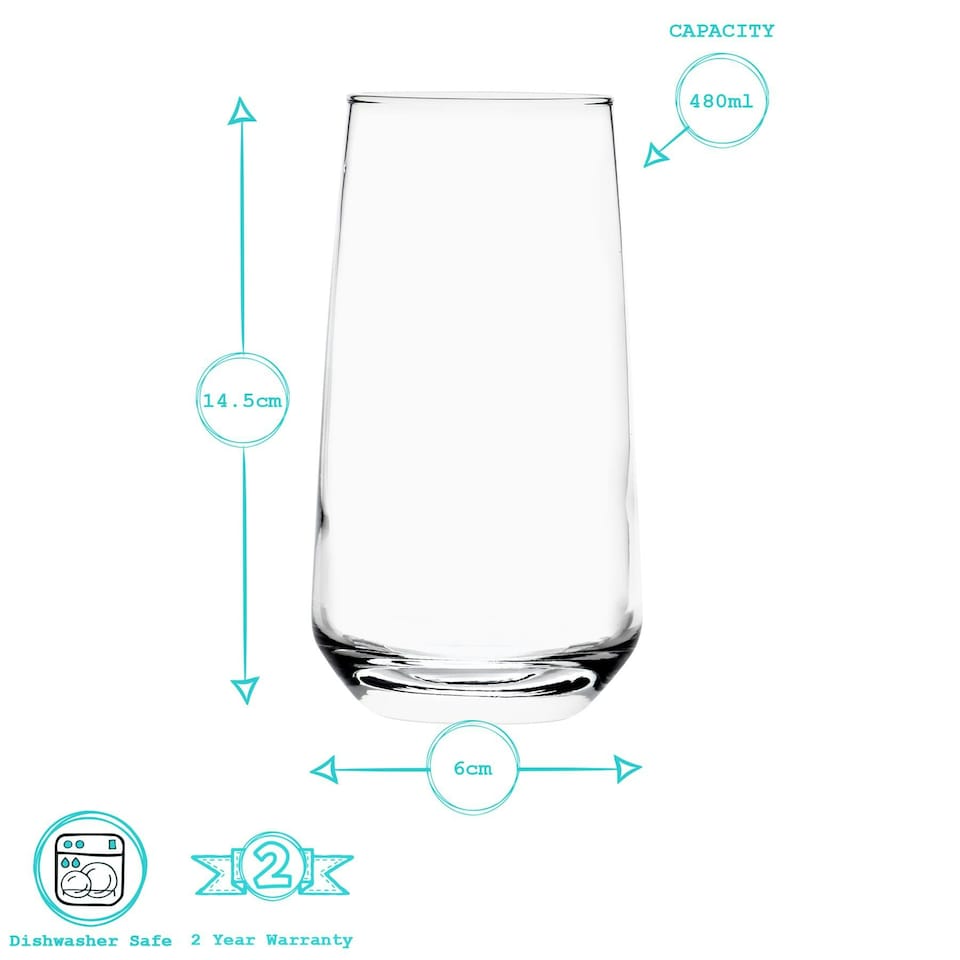 image 1 of Argon Tableware Tallo Highball Glasses - 480ml - Clear - Pack of 6 Clear