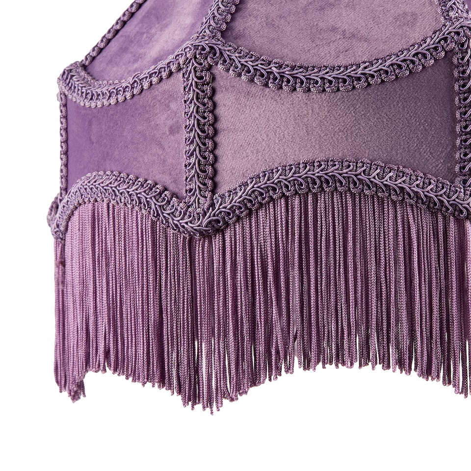 image 1 of Traditional Victorian Empire Lampshade in Soft Lilac Velvet with Tassels | Purple | 12"
