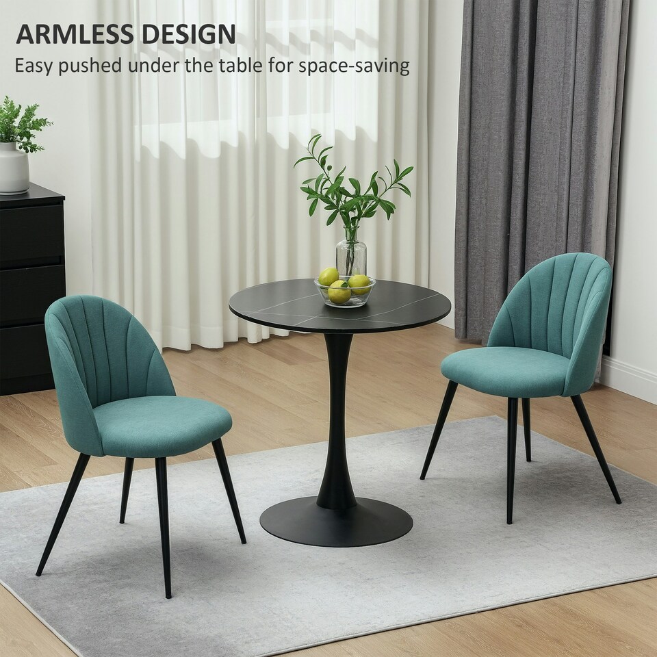 image 1 of HOMCOM Set of 2 Dining Chairs with Shell Backrest and Padded Seat Green