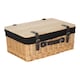 image 4 of 36cm Buff Black Lined Willow Empty Picnic Basket with Pinewood Lid | Brown | Black | S | 1