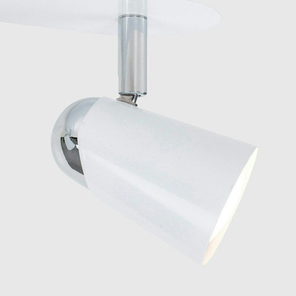 image 1 of ValueLights Modern Gloss White And Chrome Adjustable 3 Way Ceiling Spotlight