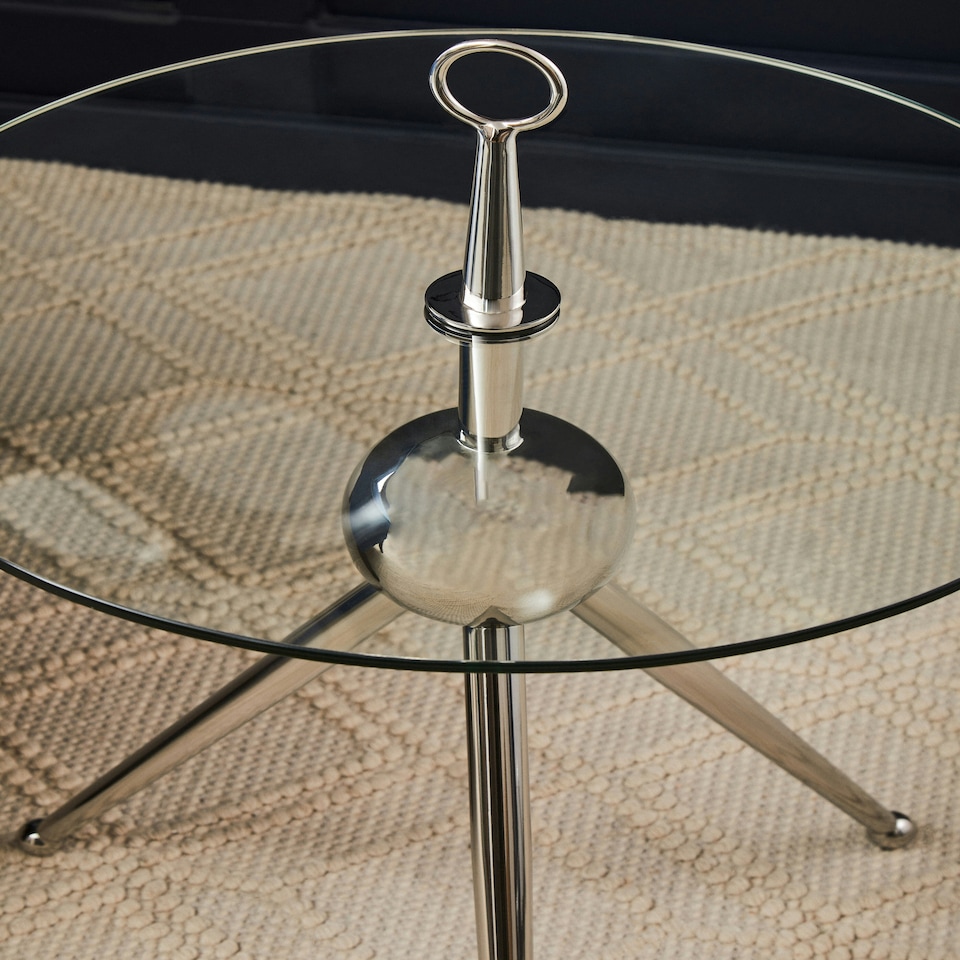 image 1 of Interiors by Premier Clear Glass Stainless Steel Silver Frame Side Table Silver