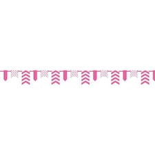 Unique Party Paper Polka Dot and Chevron Bunting - Pink/White - 12ft