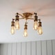 image 2 of Hal 5 Light Multi Arm Lamp Semi Flush Ceiling Lamp, Antique Brass Plate