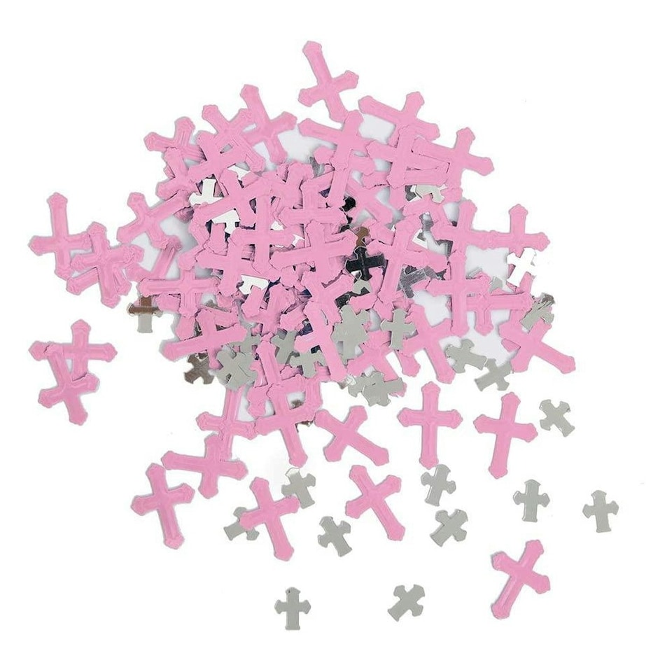 Unique Party Religious Foil Radiant Cross Confetti - Pink/Silver/White/Black - One Size