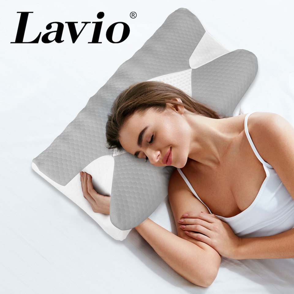 image 1 of Lavio Orthopedic Neck Pillow Memory Foam Cervical Support Pillow for Pain Relief