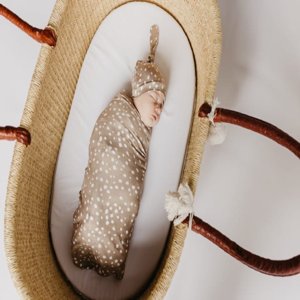 image 1 of Copper Pearl Knitted Swaddle Blanket Fawn