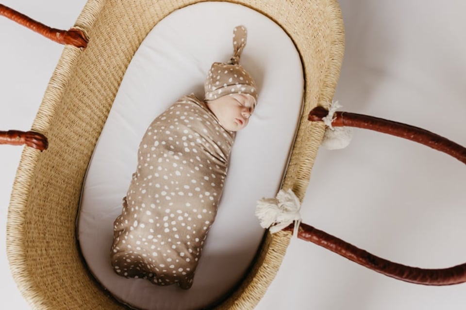 image 1 of Copper Pearl Knitted Swaddle Blanket Fawn