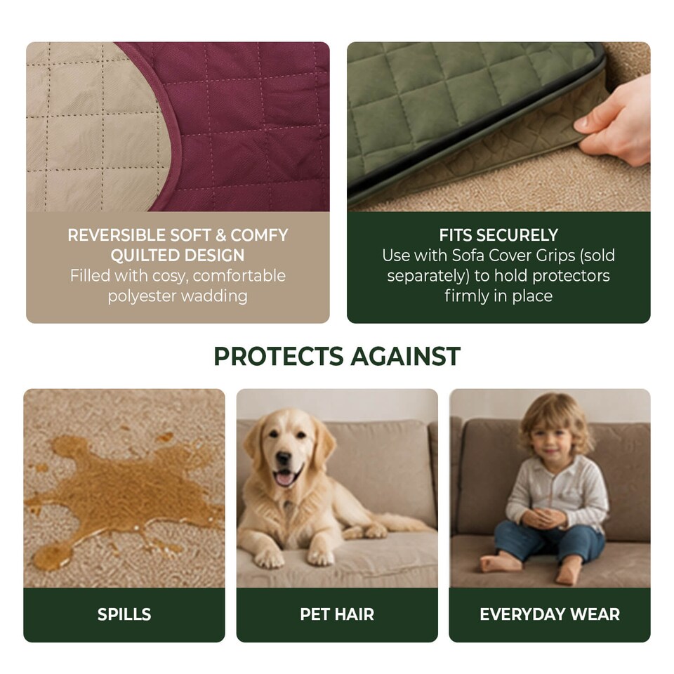 image 1 of Coopers Of Stortford 3 Seater Sofa Cover Quilted Washable Furniture Protector