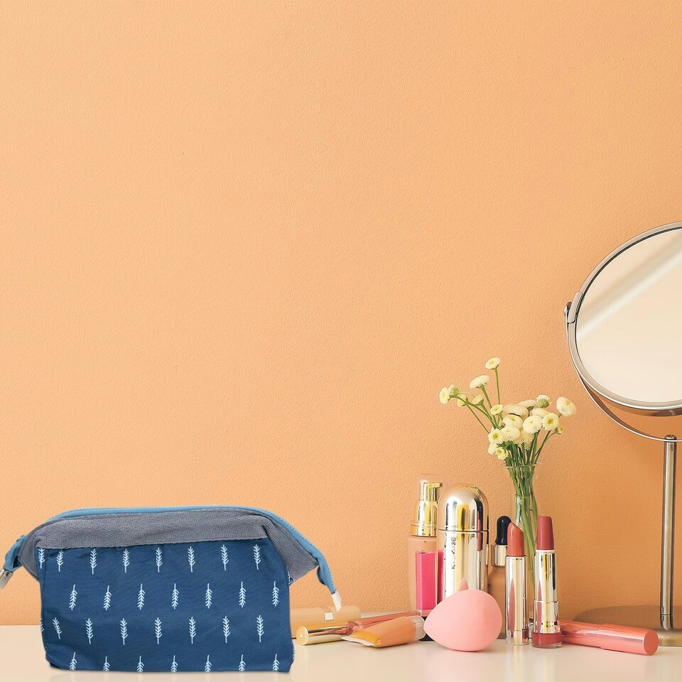 image 1 of Envie Fashionable Waterproof Cosmetic Bag Polyester and Cotton Material, Feather