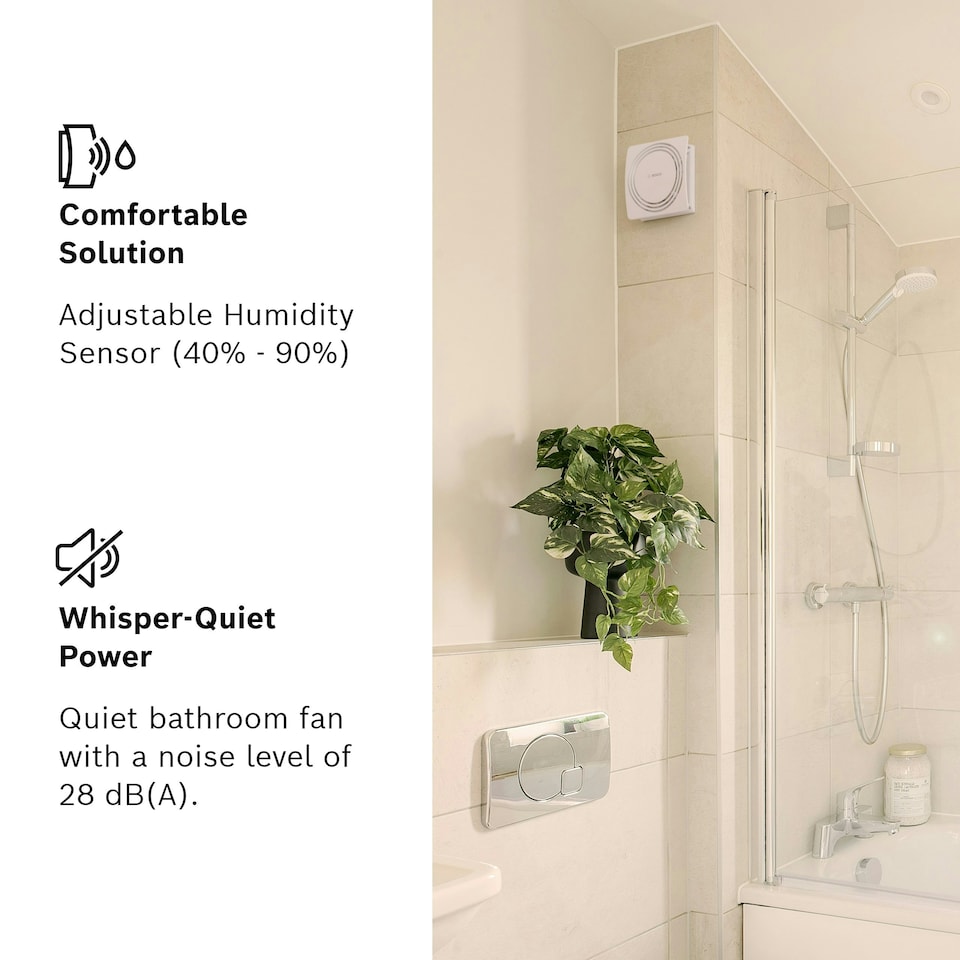 image 1 of Bosch Silent Bathroom Fan 1900 DH W100 - Bathroom Fan with Humidity Sensor