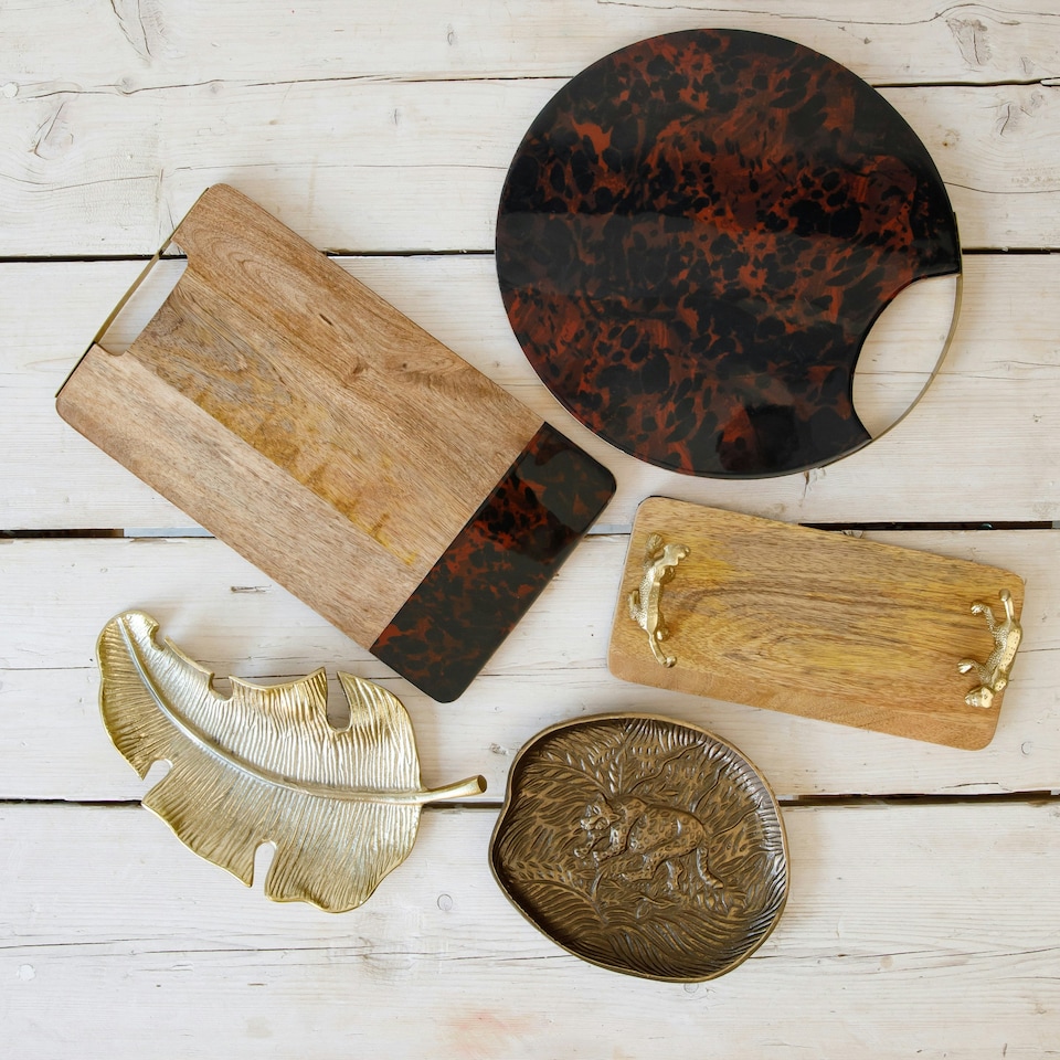 image 1 of Artesà Mango Wood Serving Platter Rectangular Tortoiseshell