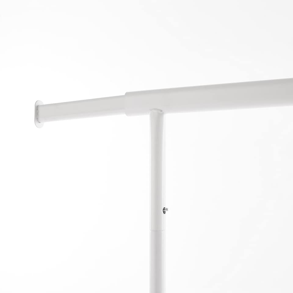 image 1 of House of Home Heavy Duty White Clothes Rail Adjustable Width, Height Shelf on Wheels, 100kg Capacity