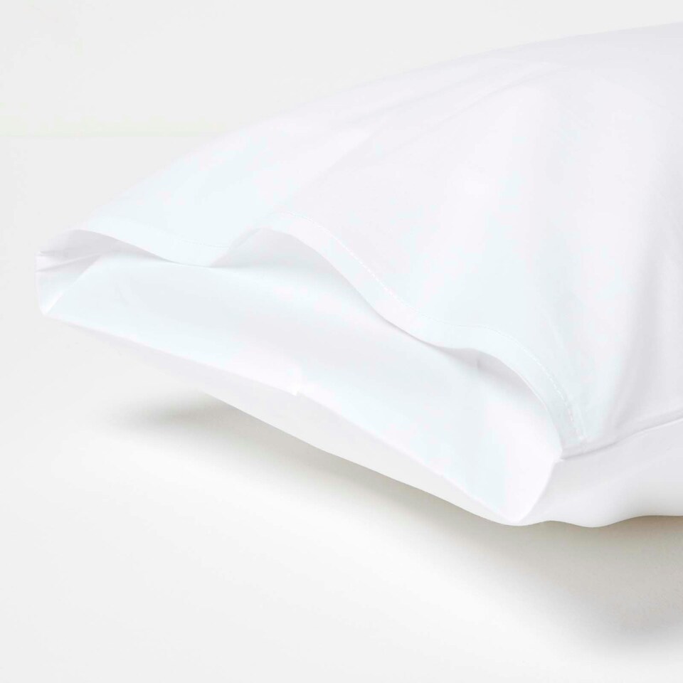 image 1 of Homescapes White Cotton Kids Pillowcases 40 x 60 cm 200 Thread Count - 2 Pack White