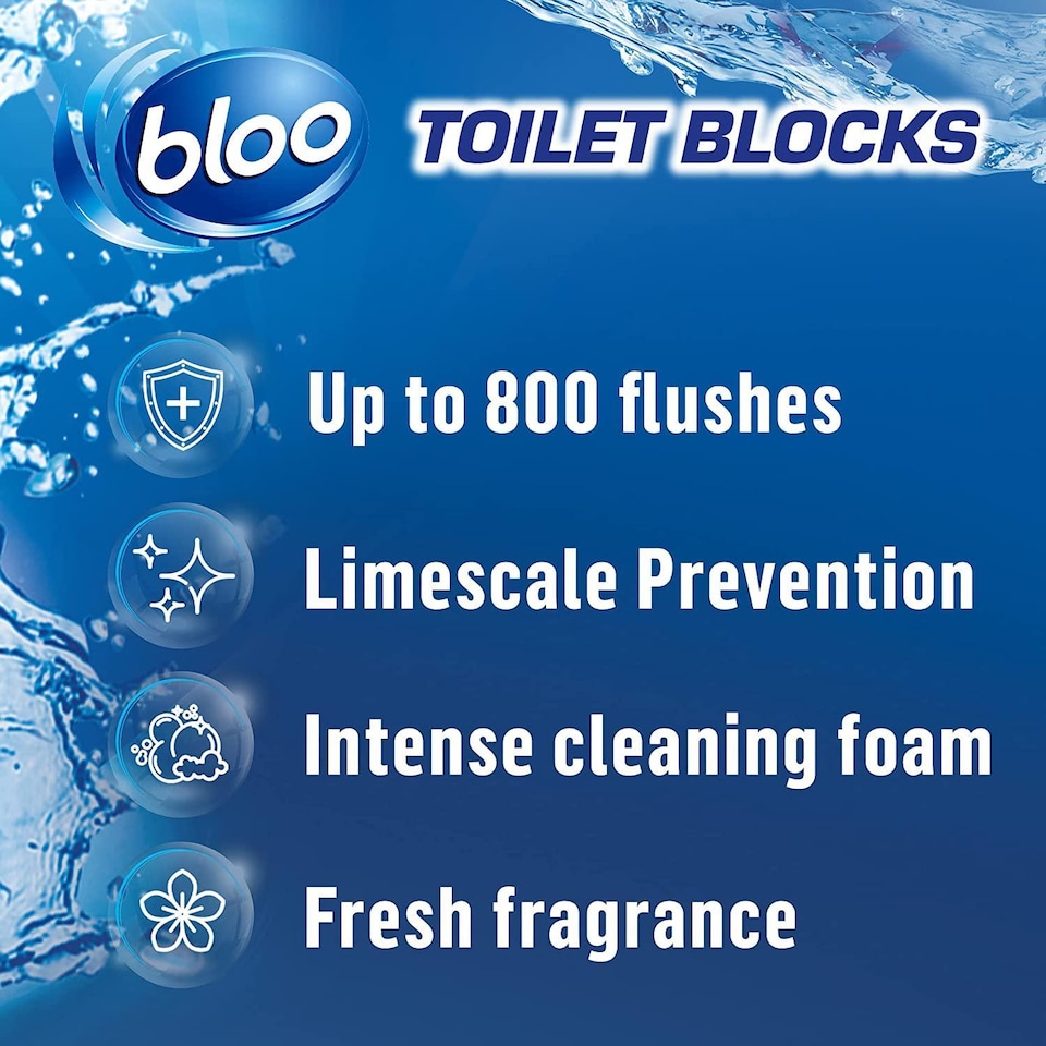 image 1 of Bloo Toilet Rim Blocks Limescale Prevention with 2in1 Cleaning Foam 14 Pack | Multi | 14