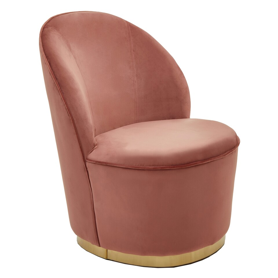 image 1 of Interiors by Premier Pink Velvet Base Chair with Golden Base, Complete Velvet Upholstery of Lounge Chair for Living Room