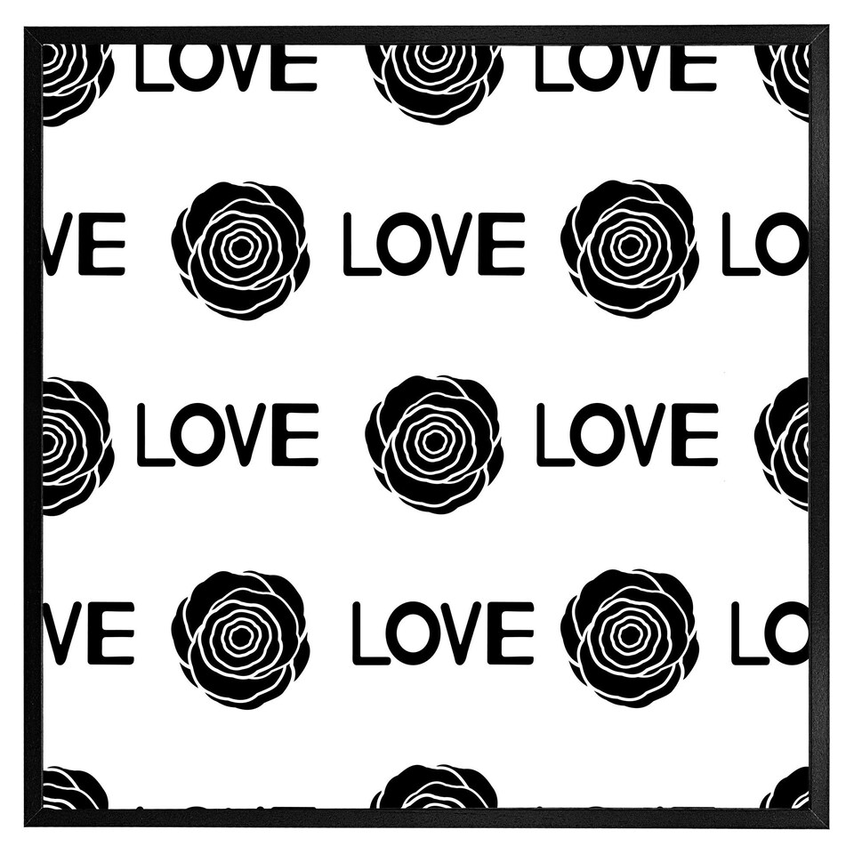image 1 of Rose & love print (Picutre Frame) Black | XL