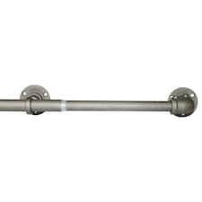 Gun Metal Industrial Room Darkening Extendable Metal Curtain Pole Set  120 - 210cm Grey | Grey