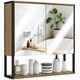 image 1 of HOMCOM Industrial Bathroom Cabinet with 2 Mirrored Doors Open Shelf Brown