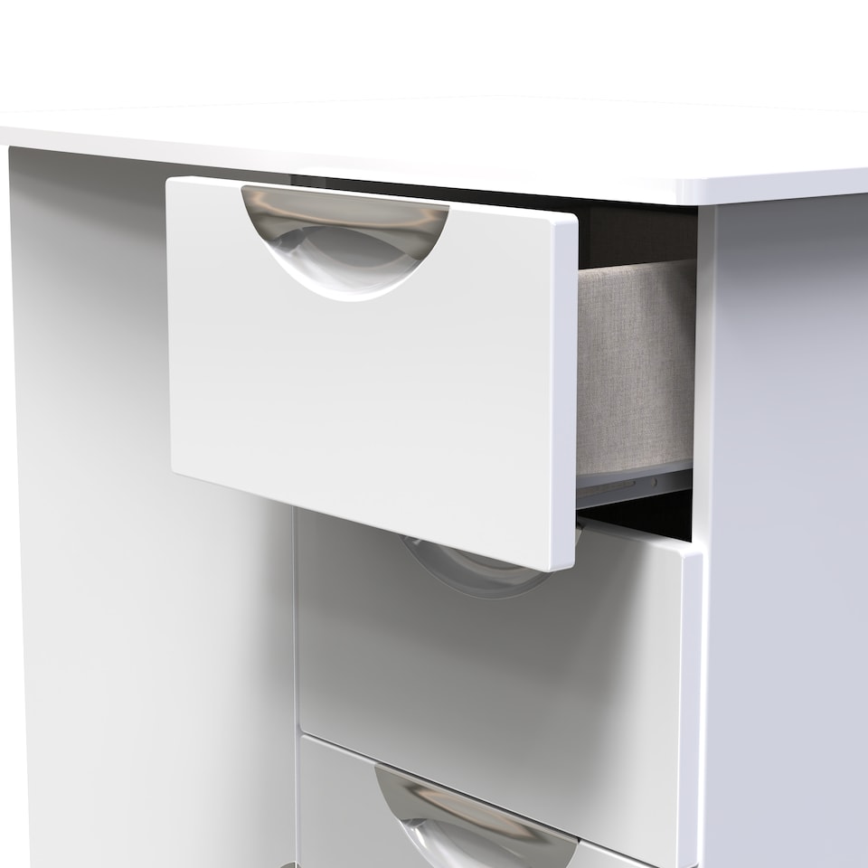image 1 of Holborn 5 Drawer 1 Door Childrens Wardrobe in White Gloss & White (Ready Assembled) | White | White Gloss & White