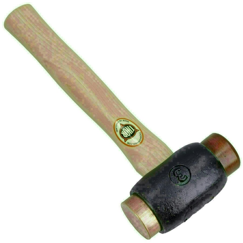 image 1 of Thor No 3 Copper and Rawhide / Hide Faced Hammer / Mallet Dead Blow 3lb TE398
