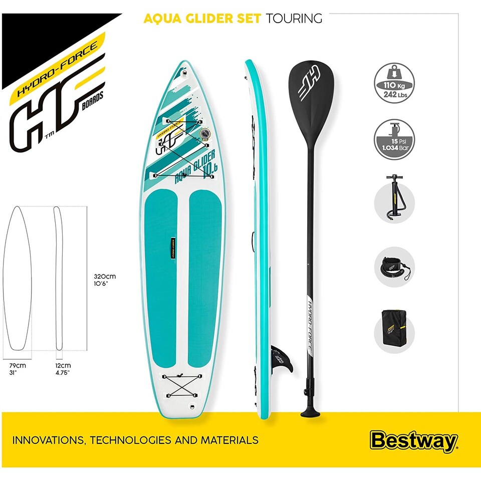 image 1 of Bestway Hydroforce Aqua Glider 10 ft 6 SUP Paddleboard