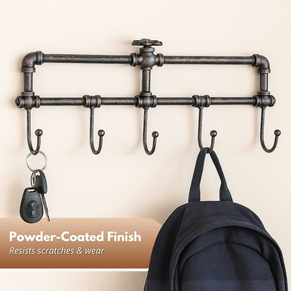 image 1 of Marco Paul Distressed Metal Wall Mounted Coat Hooks Silver | One Size