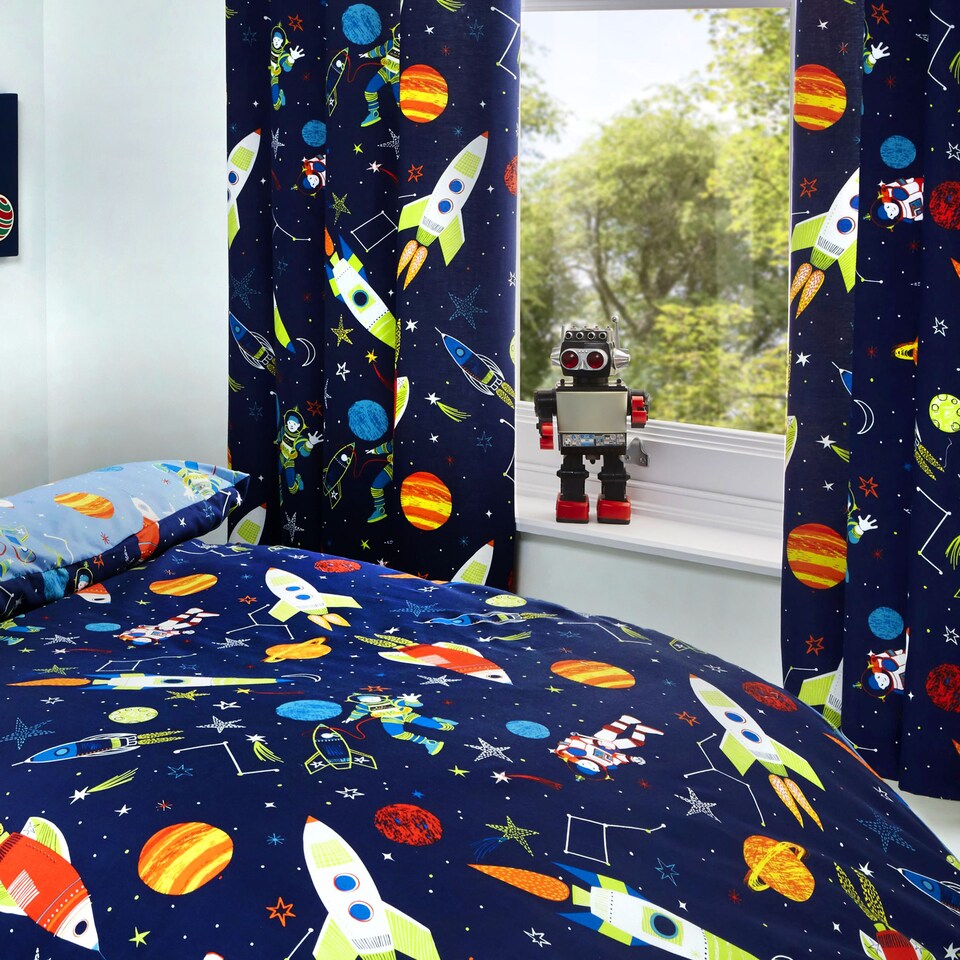 image 1 of Bedlam Supersonic Pencil Pleat Curtains Blue