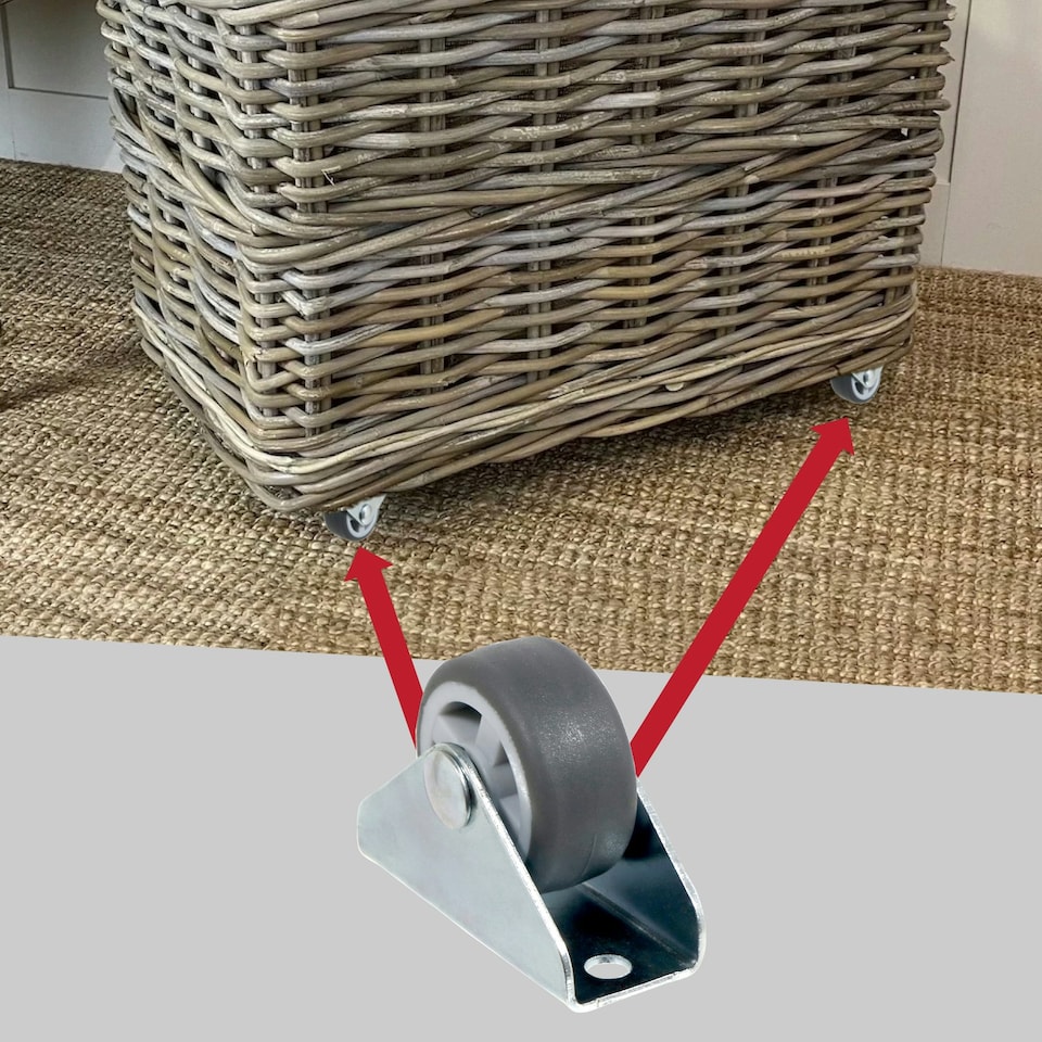 image 1 of SPARES2GO Castor Wheel Trolley Wheels Caster 32mm 1'' Mini + Screws Rubber Fixed x 4