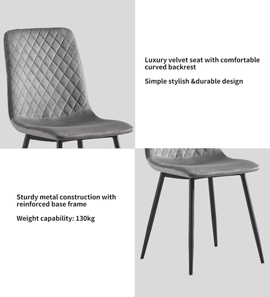 image 1 of MCC Direct Set of 2 Lexi Velvet Fabric Dining Chairs with Metal Legs Yellow