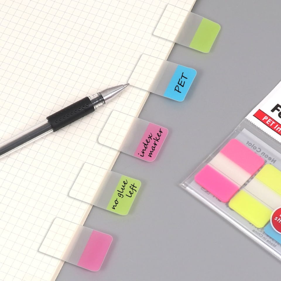 image 1 of Pack of 45 PET Sticky Index Page Markers 25 x 38mm