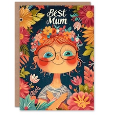 Mothers Day Card Floral Portrait Mum Card