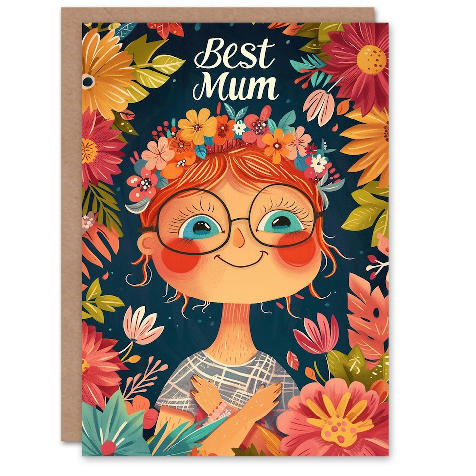 image 1 of Mothers Day Card Floral Portrait Mum Card