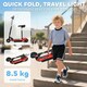 image 4 of HOMCOM Folding Ride on Powered Scooter w/ Warning Bell for Age 6-14 Years, Red