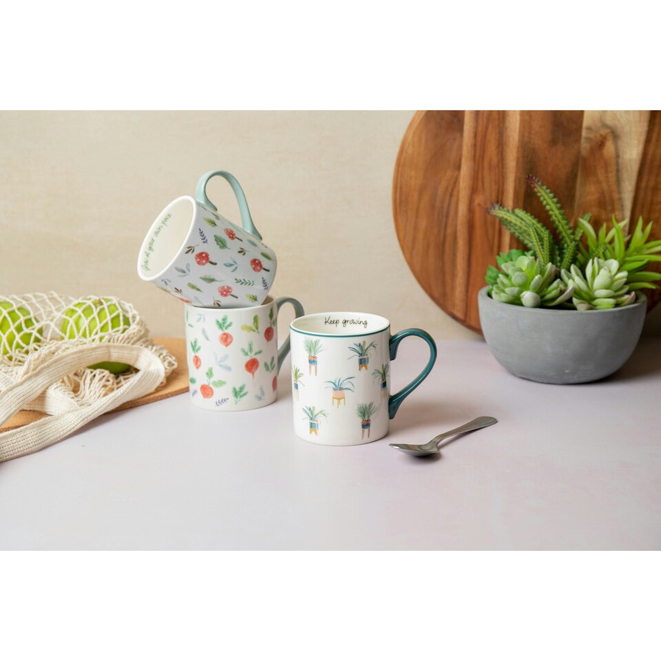 image 1 of Mikasa Plant Straight-Sided Porcelain Mug, 280ml | White